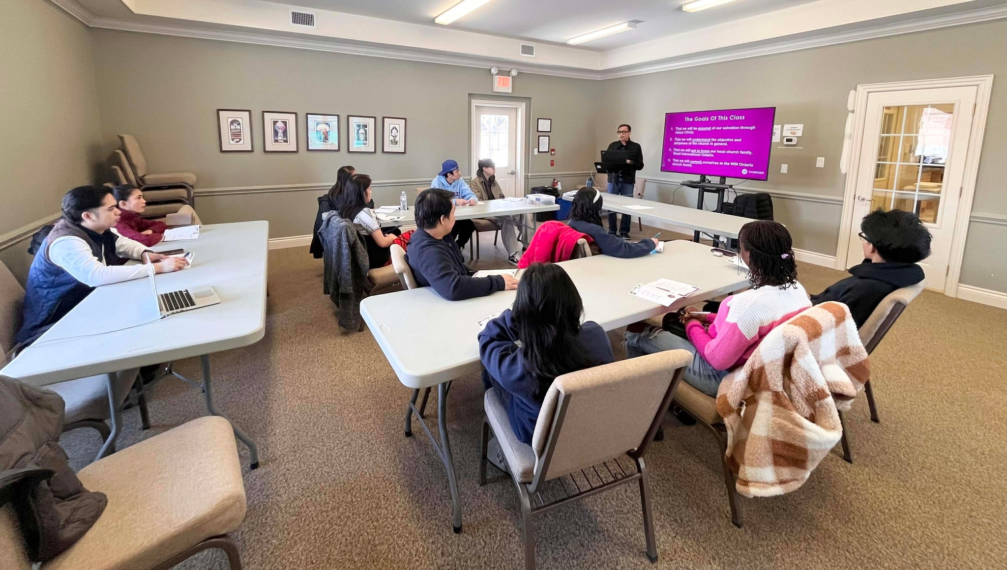 Bible study classroom session